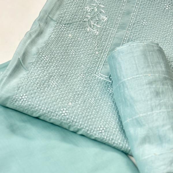 Unstitched churidar silk material