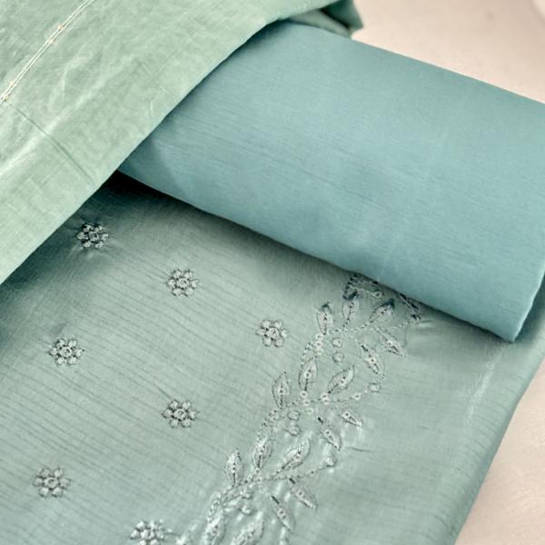 Unstitched churidar silk material