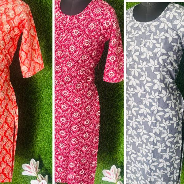 Pack of 3 Multi coloured Slitted Kurti Top for women
