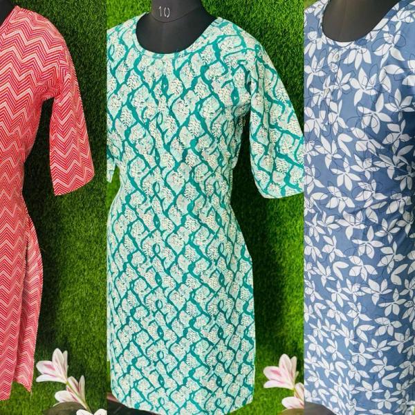 Pack of 3 Multi coloured Slitted Kurti Top for women