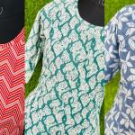Pack of 3 Multi coloured Slitted Kurti Top for women