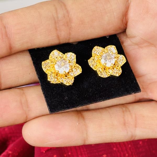 Gold plated flower stud earrings for women