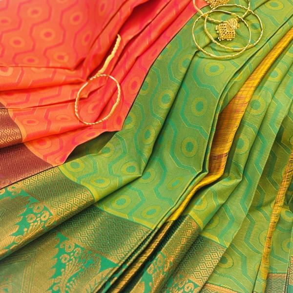 Pure Soft Silk saree with Rich borders and attached blouse piece